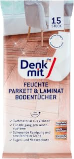 Nassparkett und Laminatboden, 15 Stück – Marke DM Deutschland – Kompatibel mit Denkmit – Feuchte Bodentücher Parkett & Laminat, 15 St