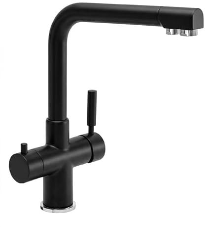 SmartWater® Smart Tap Wasserhahn 5 Wege schwarz für Netz- und gereinigtes Wasser aus Messing geeignet für Osmoseanlagen und Wasserkühler