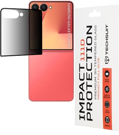 Techsuit Sichtschutzfolie für Samsung Galaxy Z Flip7 Frontbildschirm Gehärtetes Glas mit 9H Härte, Vollständige Abdeckung, Stoßschutz, Blickschutz, 111D Privacy Full Glue