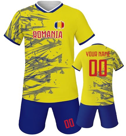 Zlaamty 2026 Personalisiertes Fußball Trikot Kinders Fusstball Shorts&Trikots mit Name Nummer Team Logo Fußball Trikot