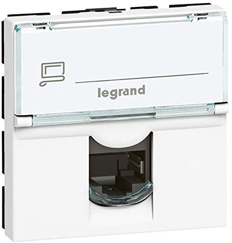 Legrand 076592 Prise Catégorie6 Ftp Inclinée à 90° Mosaic, 2 Modules, Blanc