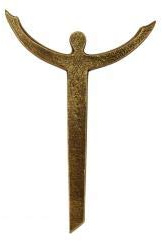 Modernes Wandkreuz der Auferstehung aus Bronze, 22,5 x 14,5 cm, Design: Andrea Zrenner
