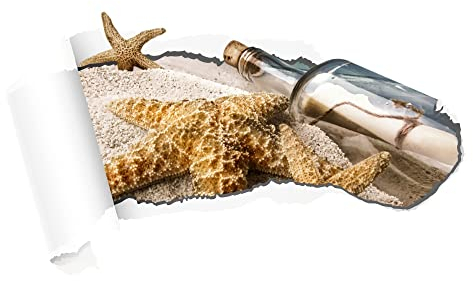 GRAZDesign Wandtattoo Badezimmer Strand Seestern braun | Wandsticker Wandaufkleber Bad, Tür, Fliesenaufkleber Klebefolie Waschmaschine Fliesen | maritime Deko, 70x40cm