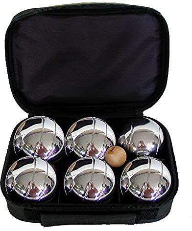 SPORT SIDE - Petanque-Tasche mit 6 Kugeln - Geschicklichkeits- und Outdoor-Spiel - Boulespiel - Doppel-Triplette - 040051 - Metall - Stahl - 22 cm - Sportartikel