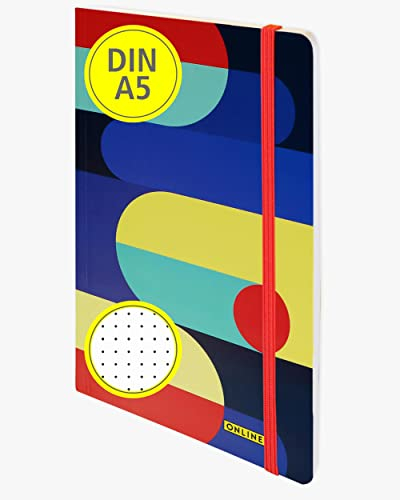 ONLINE Bullet Journal Pop Art, 120 g/m² FSC Papier, DIN A5, 144 Innenseiten dotted/gepunket, Notizbuch mit Soft Cover und Gummiband, Tagebuch für Notizen, Skizzen, Lettering