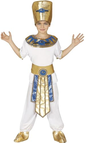 FIESTAS GUIRCA | Pharaoh Fancy Dress - Shirt, Belt, Collar, Hat and Trousers - Egyptian Costumes for Halloween, Carnival and Fancy Dress Parties - Ideal for Teens and Adults - White and Gold