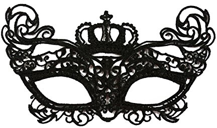 Oblique Unique® Venezianische Maske für Damen Schwarz - Elegante Spitzenmaske für Maskenball Halloween Karneval Kostümball - Geheimnisvolle Augenmaske Ballmaske Gesicht Maske Einheitsgröße - Model 10