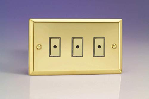 Varilight 3-Gang 1-Way Remote/Tactile Touch Control Master LED Dimmer 3 x 0-100W (Max 10 LEDs) Victorian Brass JVE103