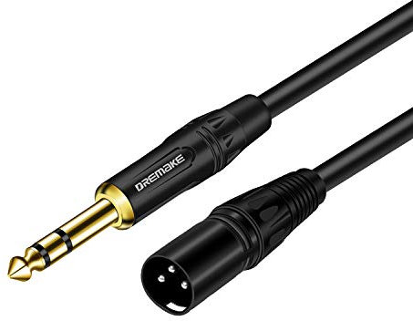 10 FT 6.35 mm 1/4 Inch TRS Male to XLR Male Audio Stereo Mic Cable - Gold Plated Mono 1/4 Inch Male to XLR Male Balanced Cable for Microphones, Speakers, Stage, DJ and More - Black