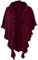 Poncho Cape Trachtentuch Umhang Stola Schultertuch Trachten-Tuch Damen Strickponcho Tracht Strick Trachtenponcho gestrickt Überwurf Volants Rüschen Schal Cashmink, Farbe:dunkelrot
