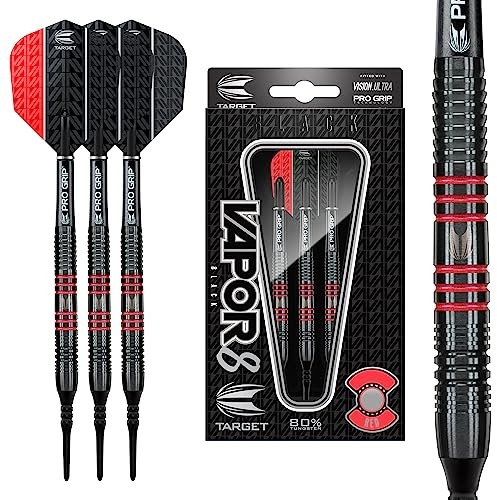 Target Darts Vapor 8 Black 80% Tungsten Soft Tip Darts Set, Rot 19G | Pixel Tip Darts, Professionelles Dart Zubehör, Elektronisches Soft Tip Dart Set