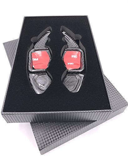 H-Customs Schaltwippen Verlängerung Schaltung Shift Paddle aus echtem Carbon kompatibel mit Golf 5/6 GTI R GTD, Passat CC, 3C etc REAL CARBON
