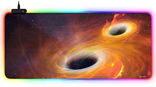 DORRISO New Gaming Mouse Pad Large RGB 900x400x3 mm LED Keyboard Extended Mousepad XXL Non Slip Rubber Base Desk Mat for Computer Laptop PC Desk Large Gaming Mouse Mats Black Hole