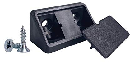 Confezione da 10 staffe per mensole nere, 44 x 20 x 20 mm, giunti angolari per mobili, in plastica, ad angolo retto, viti incluse (10, nero)