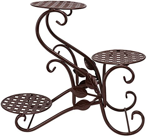 1 Pc Porte-fleurs Multicouche En Fer Forgé Support De Pot De Fleurs Décoratif Présentoirs De Jardinière Porte-pot De Fleur En Fer Forgé Étagère à Pots De Fleurs Auto Lourd Le Fer