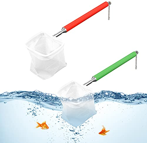 Aquarium Fischnetz 2Pcs Garnelen Fangnetz Aquarium Angeln Fischer Netz Ausziehbar Fischnetz Garnelen Kescher für Aquarium Fische Garnelen