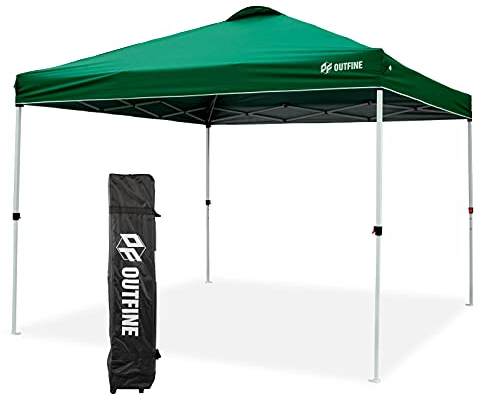 OUTFINE Pop-Up-Baldachin, 25,4 x 25,4 cm, Terrassenzelt, sofortiger Pavillon, Baldachin, 4 x Sandsäcke, 8 x Zeltheringe (grün, 3 x 3 m)