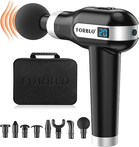 Massagepistole Massage Gun, FORBLO Massage Pistole Massagegerät mit 20 Geschwindigkeiten 6 MassageKöpfe, Elektrische Masagegäret Pistole für Nacken Rücken, Frauen Männer geschenke
