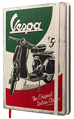 Nostalgic-Art Retro Notizbuch, A5, Vespa – The Italian Classic – Geschenk-Idee für Roller-Fans, Original Lizenzprodukt (OLP), Bullet Journal dotted, Vintage Design