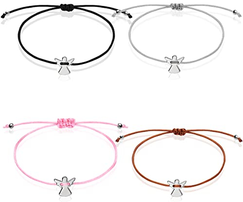 4 Stück Freundschaftsarmband Handmade,Filigranes Armbänder Einstellbar,Armband Damen,Enverstellbar Glücksbringer Armband Set Modeschmuck,Pärchen Armband für Liebhaber Valentinstag,Weihnachtsgeschenke