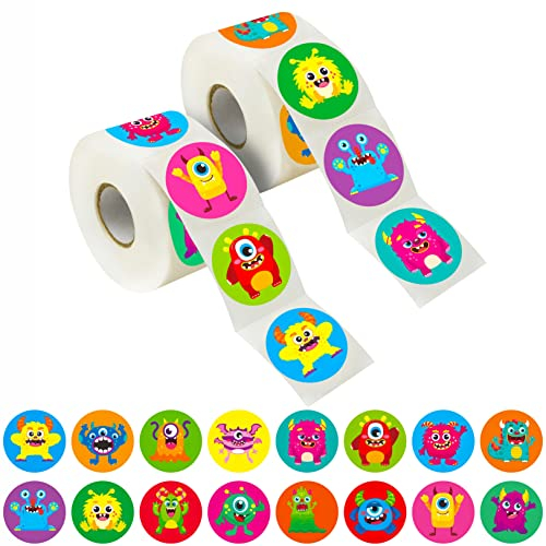 600 Stück Monster Aufkleber für Kinder, 16 Designs Party Dekoration Ermutigung zur Lehrer belohnung Motivierende Abziehbilder (3,8 cm Durchmesser)