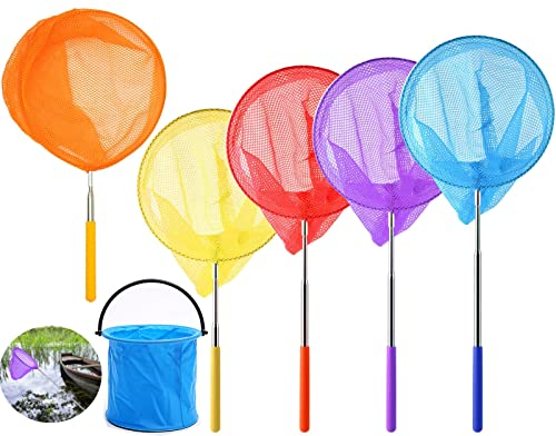 5 er-Pack Kinder Schmetterlings Net, Teleskop Kinder Kescher Insekten Netz Fischernetz Ausziehbar Pool Outdoor Fischernetz für Garten Pool Outdoor Gartenaktivitäten