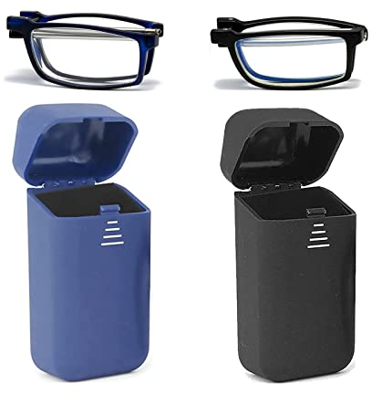Hubeye 2 Paar Faltbare Lesebrille Herren Damen Blaulichtfilter Lesehilfe Ultraleicht mit Hartes Brillenetui für einfaches Tragen 2.50