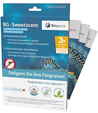 Biogents BG-Sweetscent Mücken Lockstoff I 3er Pack I zur Anlockung der Asiatischen Tigermücke & Dengue Mücke in der BG-Mosquitaire Mückenfalle I kompatibel mit Anderen Mückenfallen, 10536-3, Silber