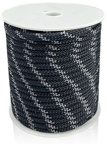 Sutekus 5/16 Accessory Cord Rope High Strength Utility Paracord 8mm Reflective Paracord Hiking Fishing Climbing Packaging 130FT (Black)
