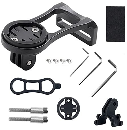 SRunDe 1Pack Multifunction Out Front Bike Mount Aluminum Alloy Cycling Computer Mount Bracket with Lamp Bracket Set Out Front Combo Mount for Garmin/Bryton Edge Cycling Computer Edge Compatible