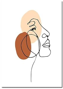 One Line Woman Portrait Poster Bunte Geometrische Wandkunst Leinwand Gemälde Schönheit Weibliche Figur Druck Wohnzimmer Dekoration (Color : Z495 1, Size : 30X40 cm no frame)