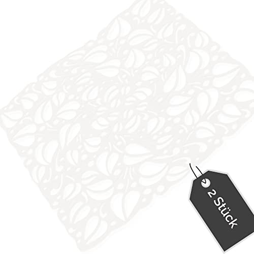 Kerafactum Abtropfmatte Silikon Matte Rutschfeste Hitzebeständige Silikonmatte für Spülbecken Spülbeckenmatte ​für Küche zum Trocknen von Geschirr Gläsern rubber mat Weiss eckig 2 Stück