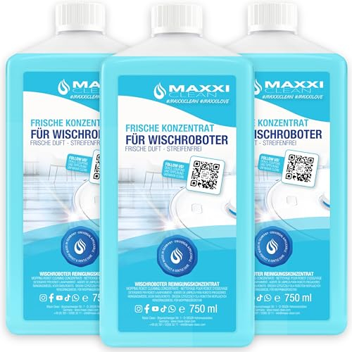 Maxxi Clean | 3x 750 ml Bodenreiniger mit Frische-Duft | geeignet für alle Wischroboter | Universal Reiniger Konzentrat | Wischflüssigkeit für Boden, Parkett, Fliesen | Saugwischer-Reinigungsmittel