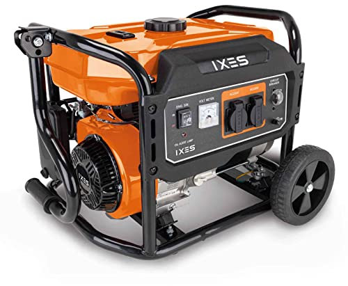 IXES Generator Stromgenerator IX-BGS-3100 Stromerzeuger Notstromaggregat 2800 Watt | 6 PS Leistung | 15L Tank | 212 cm³ 4-Takt-Motor | 2x 230V Steckdose | inkl. Griff & Fahrvorrichtung