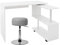ML-Design Eckschreibtisch drehbar mit Sitzhocker, Schreibtisch Bürotisch PC Tisch L-Form 2 Regale Weiß 150x88x75cm, Polsterhocker Hocker Kunstleder Hellgrau rund Ø33cm drehbar höhenverstellbar 52–65cm
