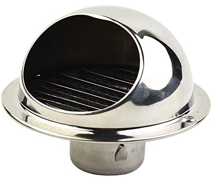 URPIZY Rejilla de ventilación redonda de 50 mm, rejilla de ventilación para paredes exteriores, acero inoxidable, extractor externo de pared color plateado