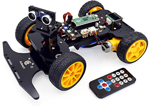 Adeept Kit de Coche Inteligente para Raspberry Pi Pico, Seguimiento de líneas, evitación de obstáculos, luz Colorida, Pantalla OLED, Kit de Coche Robot Educativo con Control Remoto Stem IR
