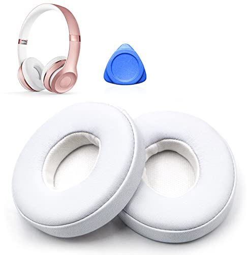 Ersatz Ohrpolster für Beats Solo 2 & Solo 3 Wireless Kopfhörer Professional Kopfhörer Ersatzpolster mit Weiches Proteinleder - Weiß (1 Paar)