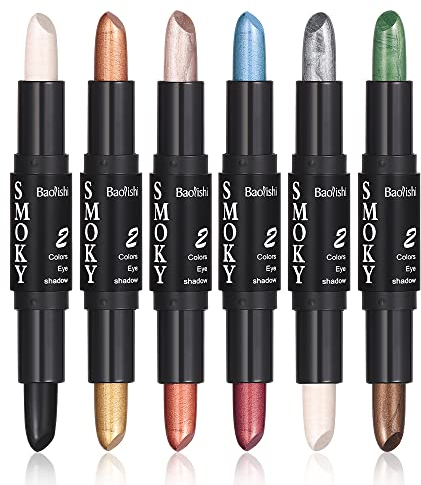 Kit 6 Fards à paupières, Ombre à Paupières Stylo Longue Tenue Waterproof - 2 en 1 Ombre crème Stick Ombre à Paupières Makeup Mattes Métallique Eye Shadows, Brillant Crayon fard à paupières