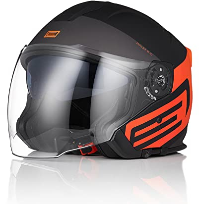 ORIGINE Casco Moto Jet Casco Scooter con Doppia Visiera Omologato ECE 22-06