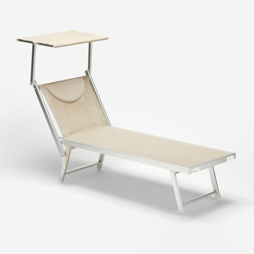 professionelle Strandliege Liegestuhl Sonnenliege aus Aluminium Santorini - Beige