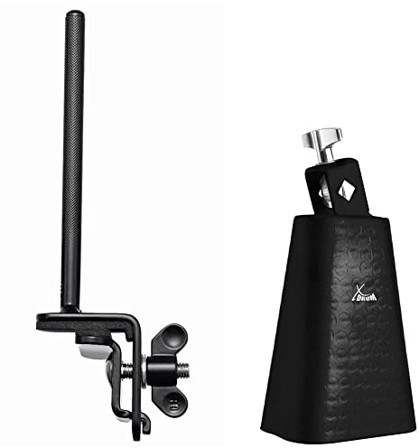 Meinl Percussion MC-STBD Cowbell Bass Drum Holder, schwarz & XDrum HCB-5 Cowbell - 5 Kuhglocke mit 20 cm Länge für Drums und Percussion - Glocke aus Stahl - An Schlagzeug montierbar - Schwarz