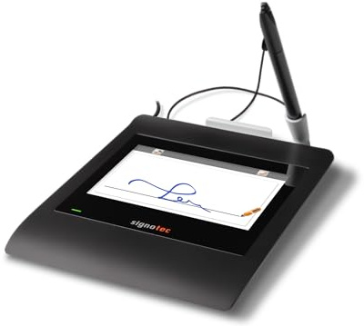 signotec Gamma - Unterschriftenpad 5 Farb-LCD, Hochauflösender ERT-Stiftsensor, 2.048 Druckstufen, 500 Hz Abtastrate, RSA-Verschlüsselung, USB-Anschluss