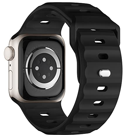 Sport Armband Kompatibel mit Apple Watch Ultra 2 Armband 49mm 46mm 45mm 44mm 42mm für Herren, Silikon Wasserdicht Band für Apple Watch 10 9 8 SE 7 6 5 4 3 Ultra, Schwarz
