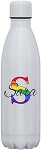 C&P Botella personalizada con nombre + inicial, Botella de agua acero inoxidable térmica de doble Capa bebidas frías 24h y Calientes 12h, Capacidad 500 ml… (NOMBRE ANCHO)