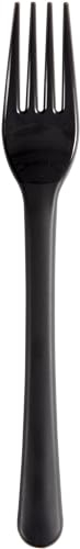 Abena Gastro Reusable Plastic Forks | 18cm | Pack of 50 | Charcoal Grey | Heavy Duty, Dishwasher Safe & Microwavable, Perfect for Social Events & Parties