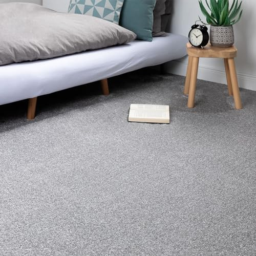 Steffensmeier Teppichboden Sardinien Meterware | Auslegware für Kinderzimmer Wohnzimmer Schlafzimmer | Grau, Größe: 100x100 cm