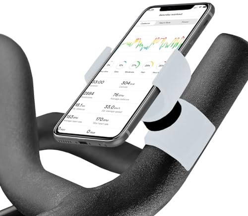 Renimove Support Telephone Velo Appartement Home Trainer Tapis de Course Compatible avec Les Smartphones jusqu'a 7,5 d'ecran Fixation sécurisée et Stable Rotation a 360° (Blanc)