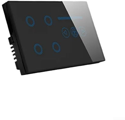 Smart Dimmer Switch, for TUYA WiFi Light Switch for Dimmable LED/CFL/Incandescent Bulbs, 4 Gang Switch Fan Speed Dimmer interruptor Glass Touch Panel Power(black)