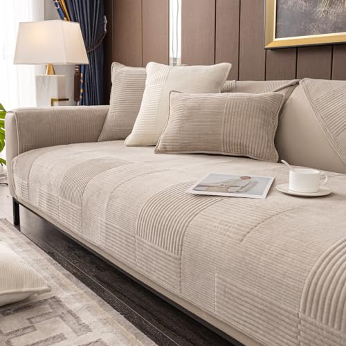 SHUOJIA Sofabezug Anti Rutsch Sofaschutz Sofaschoner,Hund Katze Überwurf Hundedecke Ecksofa Sofa Schutzdecke Schonbezug Sofa Abdeckung Sofaüberwurf Couchhusse (Square-Rice Gray,110x160cm)